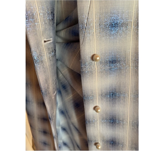 Carlisle Collection NWT Designer Long Jacket, Shimmer Sheen White&Blue W/Pearls - Picture 11 of 16
